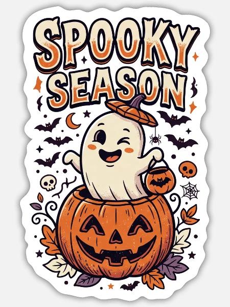 Halloween-Geist der gruseligen Jahreszeit - Sticker Größe S (10 x 10 cm) - Mattweiß