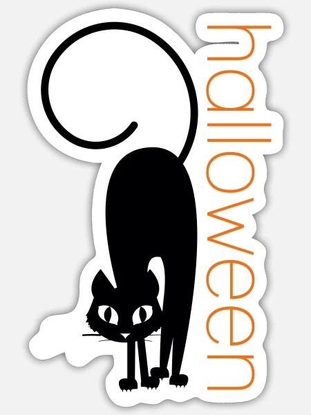 Halloween-Katze - Sticker Größe S (10 x 10 cm) - Mattweiß