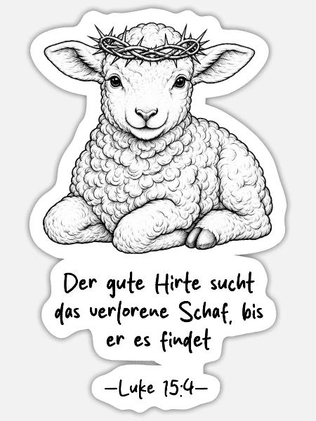 Lamm Gottes – Jesus Christus - Sticker Größe S (10 x 10 cm) - Mattweiß