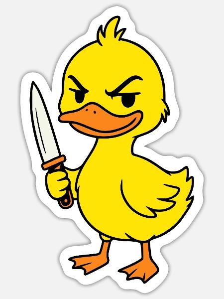 Baby Ente Messer - Sticker Größe S (10 x 10 cm) - Mattweiß