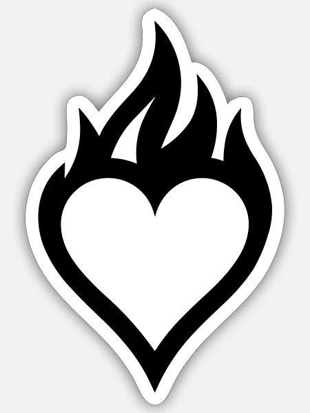 flammendes Herz - Sticker Größe S (10 x 10 cm) - Mattweiß