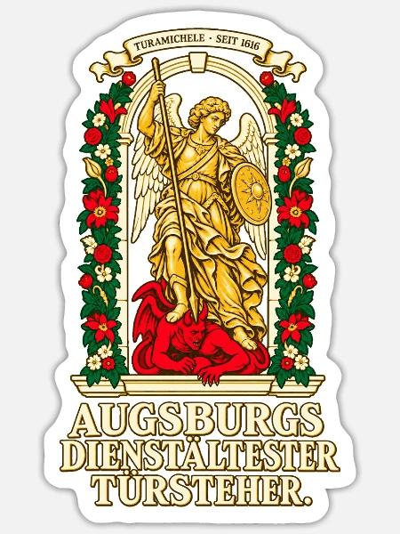 Turamichele Augsburgs Türsteher - Sticker Größe S (10 x 10 cm) - Mattweiß
