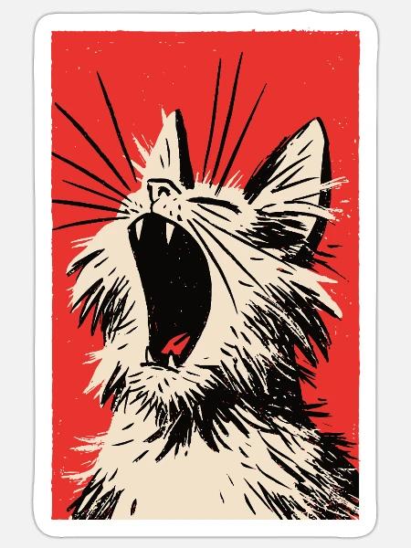 müdes Kätzchen - Sticker Größe S (10 x 10 cm) - Mattweiß
