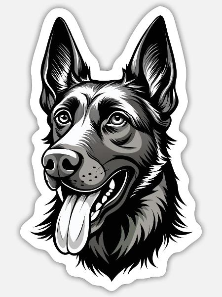 Belgischer Malinois-Hundekopf - Sticker Größe S (10 x 10 cm) - Mattweiß