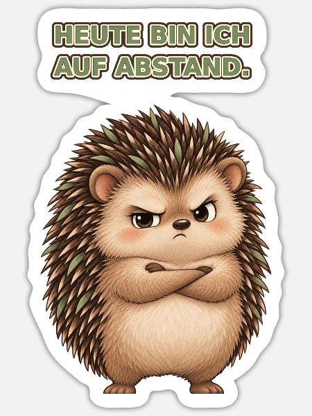 Igel auf Abstand - Sticker Größe S (10 x 10 cm) - Mattweiß