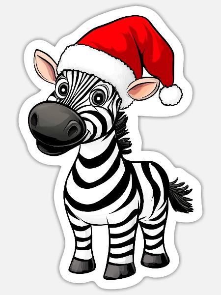 Zebras Weihnachten - Sticker Größe S (10 x 10 cm) - Mattweiß