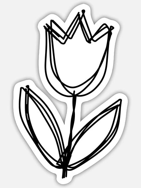 Tulpe handgezeichnet - Sticker Größe S (10 x 10 cm) - Mattweiß