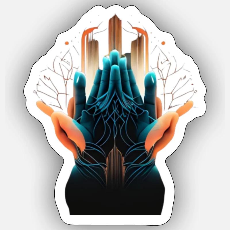 Main 3 - Sticker taille S (10 x 10 cm) - blanc mat