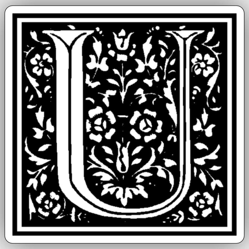Blumenbuchstabe U - Einzelbriefe / Aufkleber Sticker Größe S (10 x 10 cm)