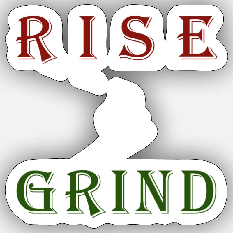 Conception de motivation Rising & Grinding - Sticker taille S (10 x 10 cm) - blanc mat