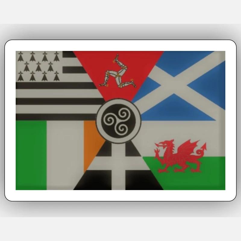 interceltic flag - Sticker size S (10 x 10 cm) - white matte