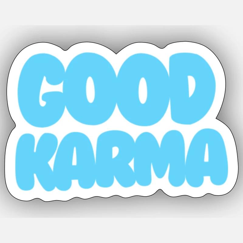 Bon Karma bleu clair - Sticker taille S (10 x 10 cm) - blanc mat