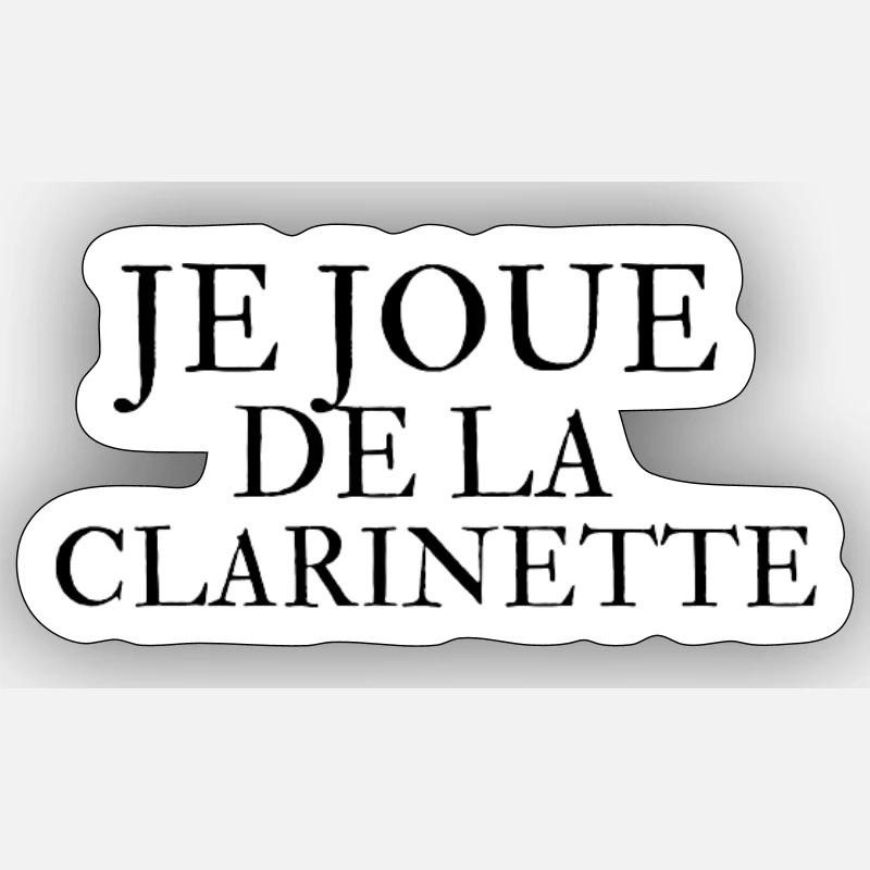Je joue de la clarinette - Sticker taille S (10 x 10 cm) - blanc mat