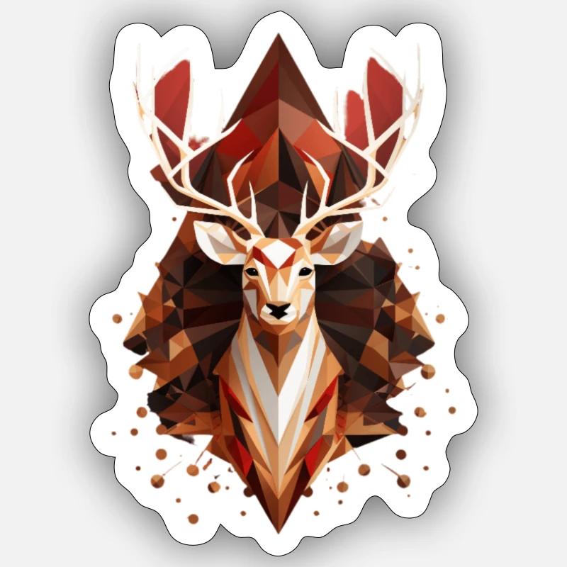Renne d’hiver - Sticker taille S (10 x 10 cm) - blanc mat