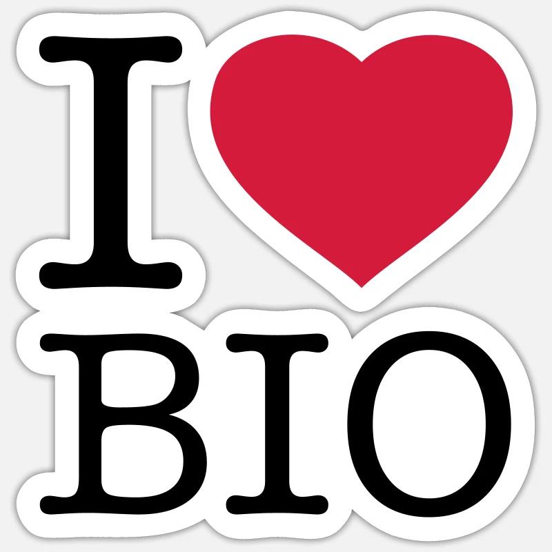I LOVE BIO - Sticker Größe S (10 x 10 cm) - Mattweiß