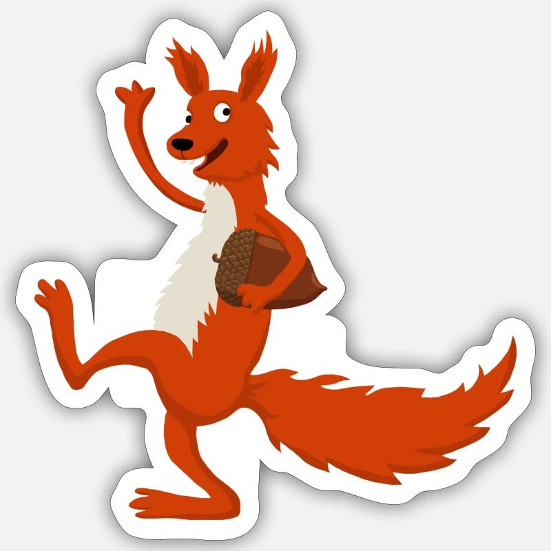 Eichhörnchen mit Eichel - Sticker Größe S (10 x 10 cm) - Mattweiß