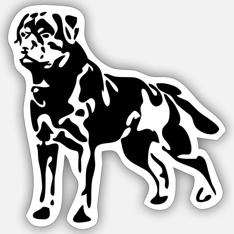 Rottweiler stehend Hunde Hund Wilsigns - Sticker Größe S (10 x 10 cm) - Mattweiß