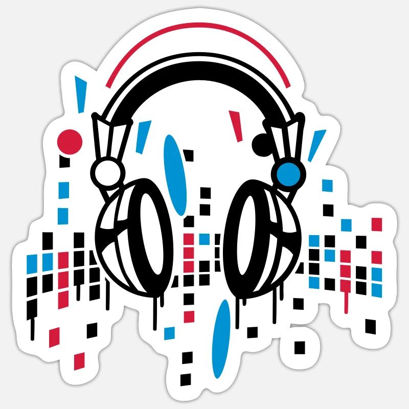 Headphones equalizer - Sticker size S (10 x 10 cm) - white matte