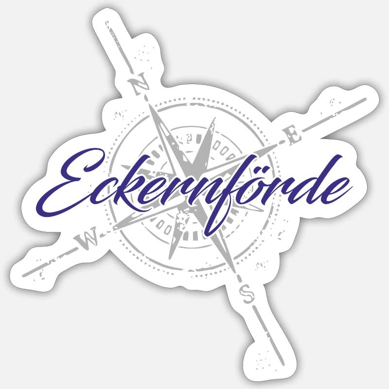 Eckernförde Kompass blau Sticker Größe S (10 x 10 cm)