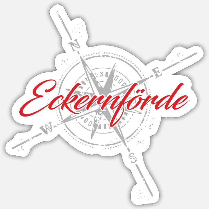 Eckernförde Kompass rot Sticker Größe S (10 x 10 cm)