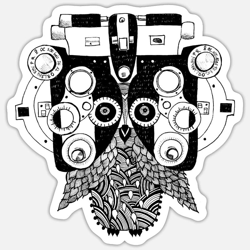 Phoropter owl - Sticker størrelse S (10 x 10 cm) - mat hvid