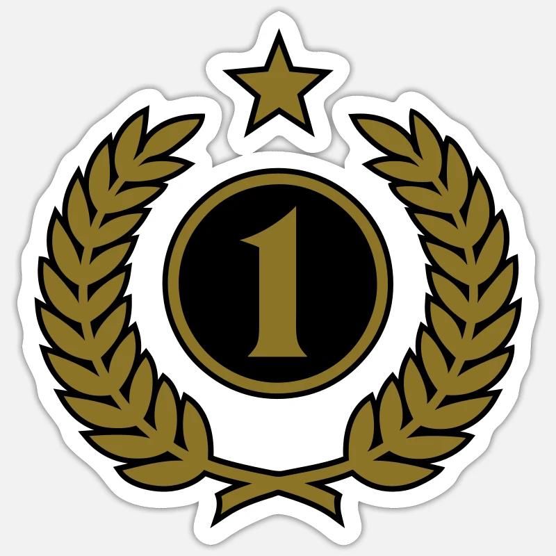 Lorbeerkranz (Sieger) 01 - Sticker Größe S (10 x 10 cm) - Mattweiß