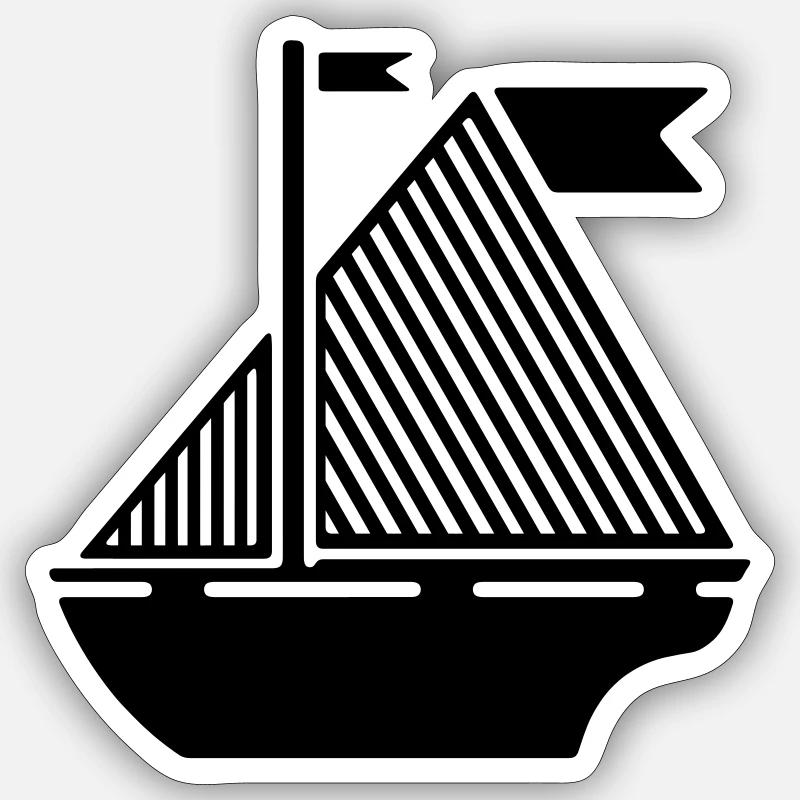 Illustrazione barca Sticker formato S (10 x 10 cm)