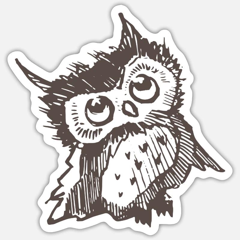 Eule - Sticker Größe S (10 x 10 cm) - Mattweiß