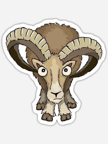 Mouflon ram Stock regard vers le bas Bélier cadeau - Sticker taille S (10 x 10 cm) - blanc mat