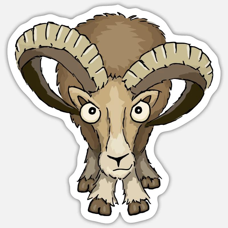 Mufflon Schafbock stare down Widder Geschenk Sticker Größe S (10 x 10 cm)