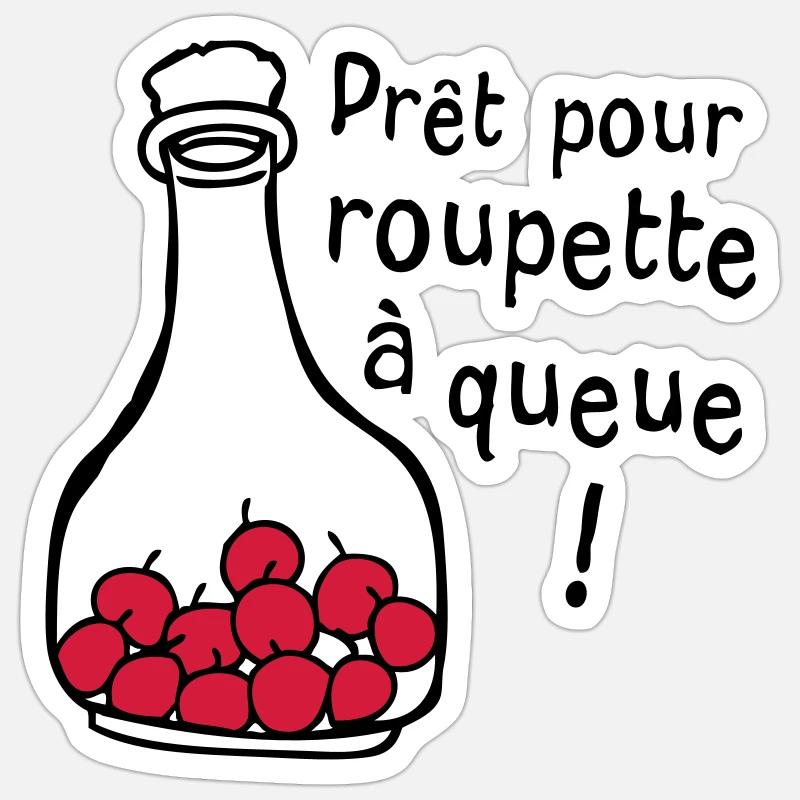 roupette queue alcool humour - Sticker taille S (10 x 10 cm) - blanc mat