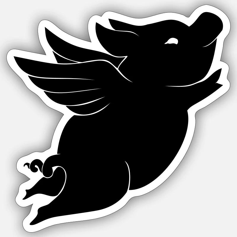Pig - cochon avec des ailes - Sticker taille S (10 x 10 cm) - blanc mat
