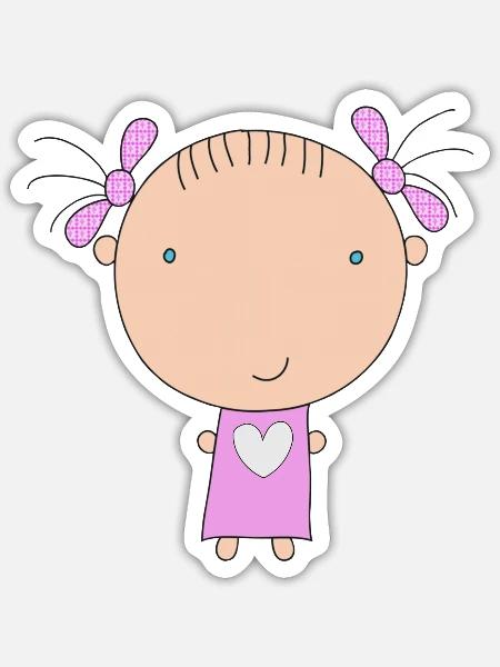 Calinette, das kleine Mädchen - Sticker Größe S (10 x 10 cm) - Mattweiß