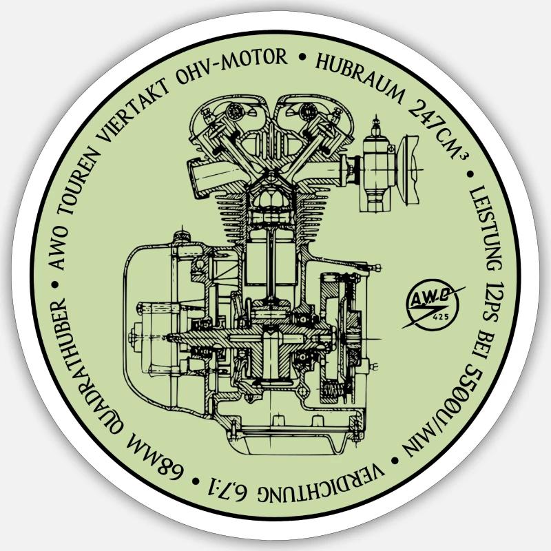 AWO tours engine light green Sticker size S (10 x 10 cm)