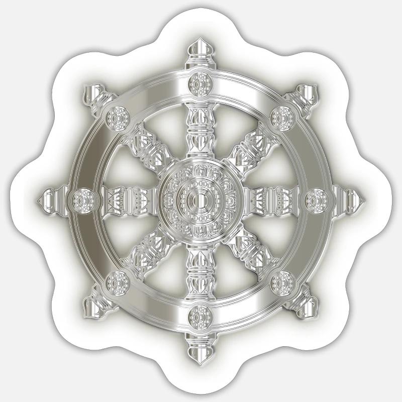 Dharma roue argent 3D Sticker taille S (10 x 10 cm)