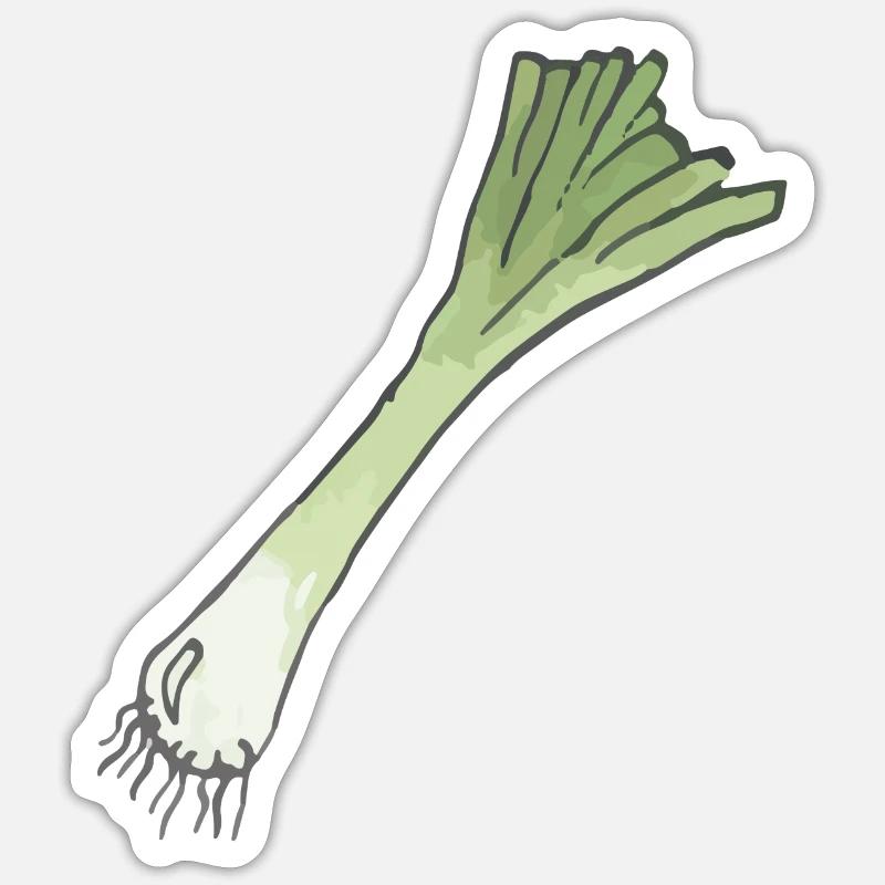 Leek onion with root - Sticker size S (10 x 10 cm) - white matte