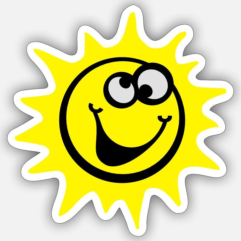 sonne 3c smiley / comic style - Sticker Größe S (10 x 10 cm) - Mattweiß
