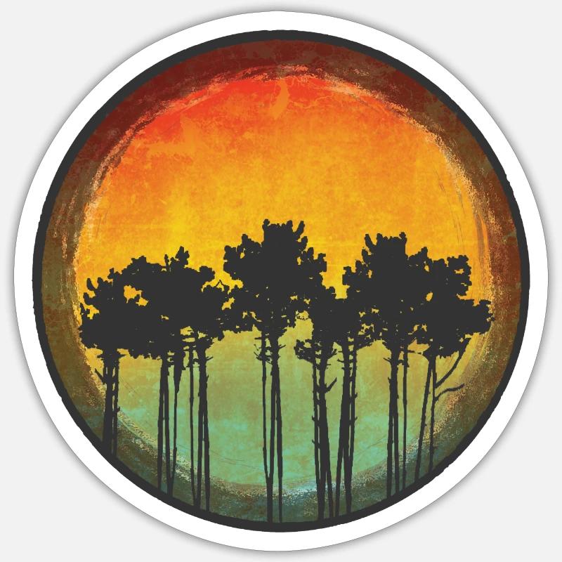 Pins sur une dune - Sticker taille S (10 x 10 cm) - blanc mat