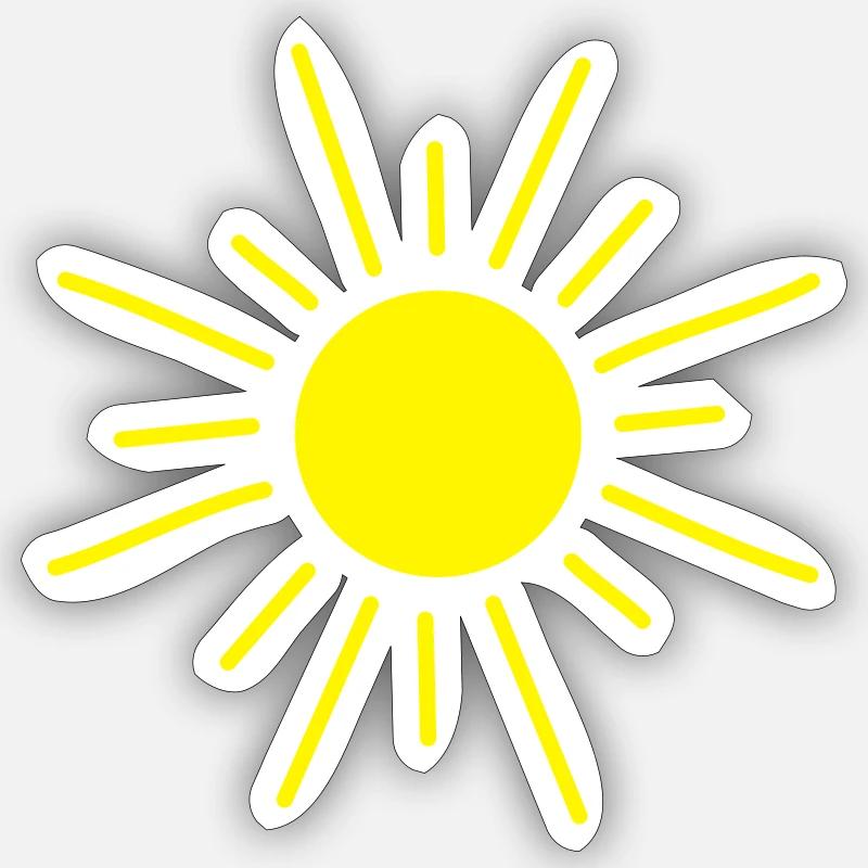 Soleil Rayons de soleil Été - Sticker taille S (10 x 10 cm) - blanc mat