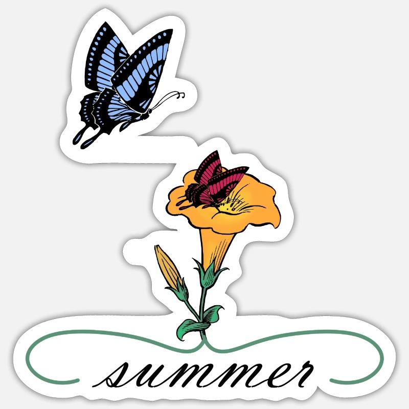 Papillons d'été - Sticker taille S (10 x 10 cm) - blanc mat