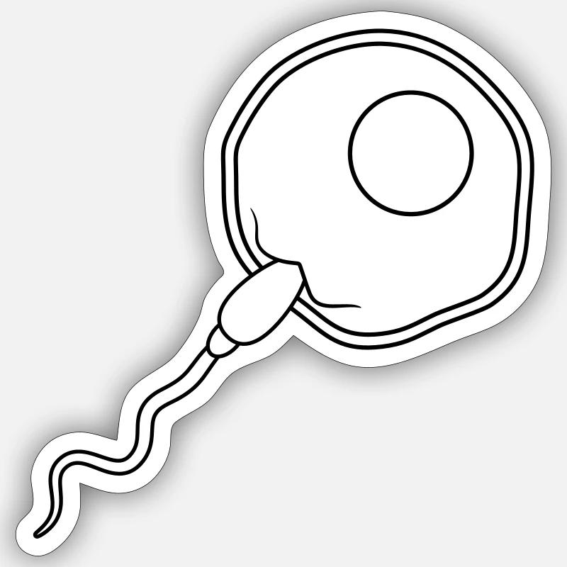 fécondation, insémination d’ovules, spermatozoïdes - Sticker taille S (10 x 10 cm) - blanc mat