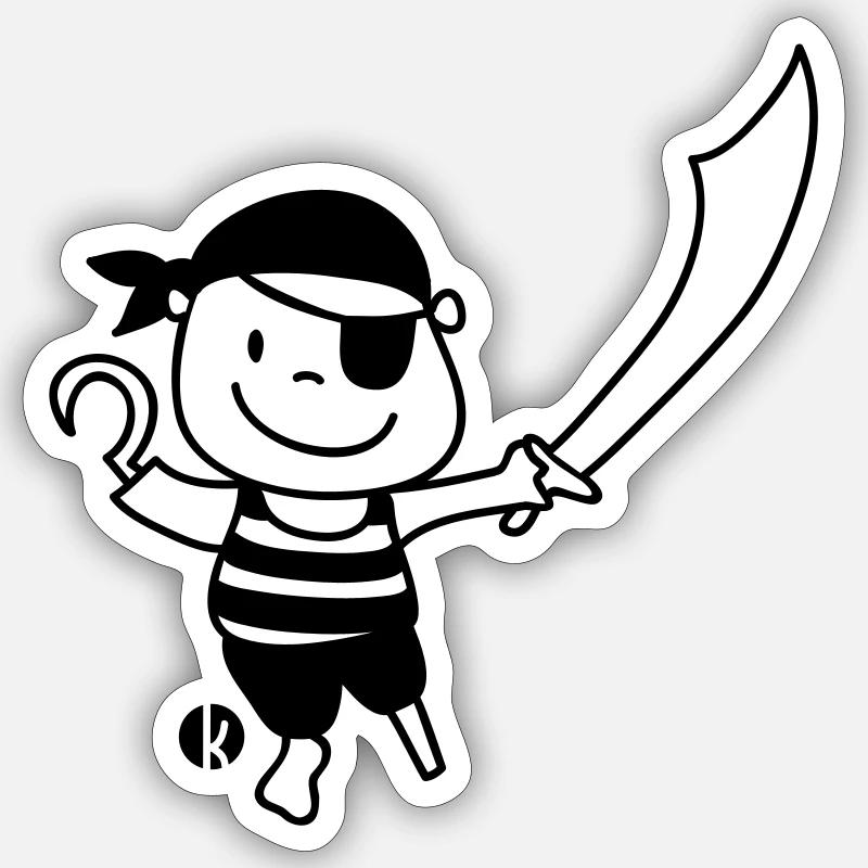 Pirat - Piratenjunge - Pirate - Sticker Größe S (10 x 10 cm) - Mattweiß