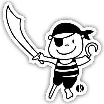 Pirat - Pirate - Sticker Größe S (10 x 10 cm) - Mattweiß - Vorne