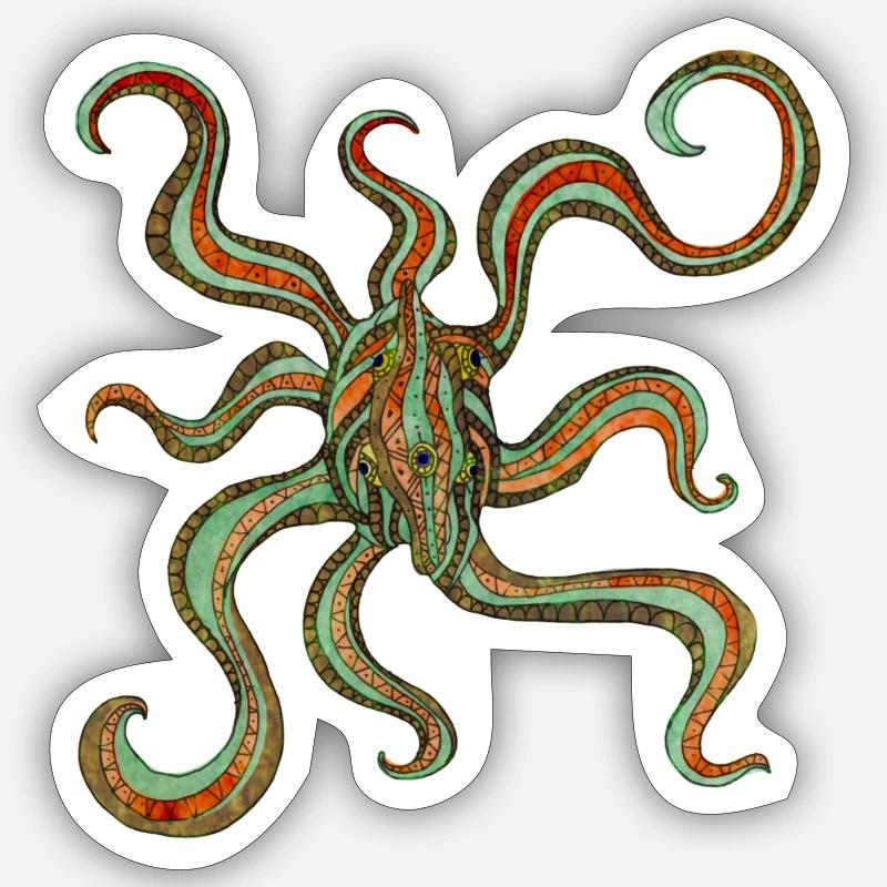 Abstrakter Octopus - Sticker Größe S (10 x 10 cm) - Mattweiß