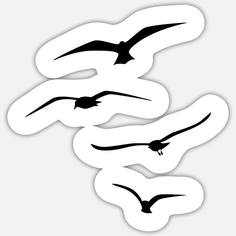 Flying birds - Sticker size S (10 x 10 cm) - white matte