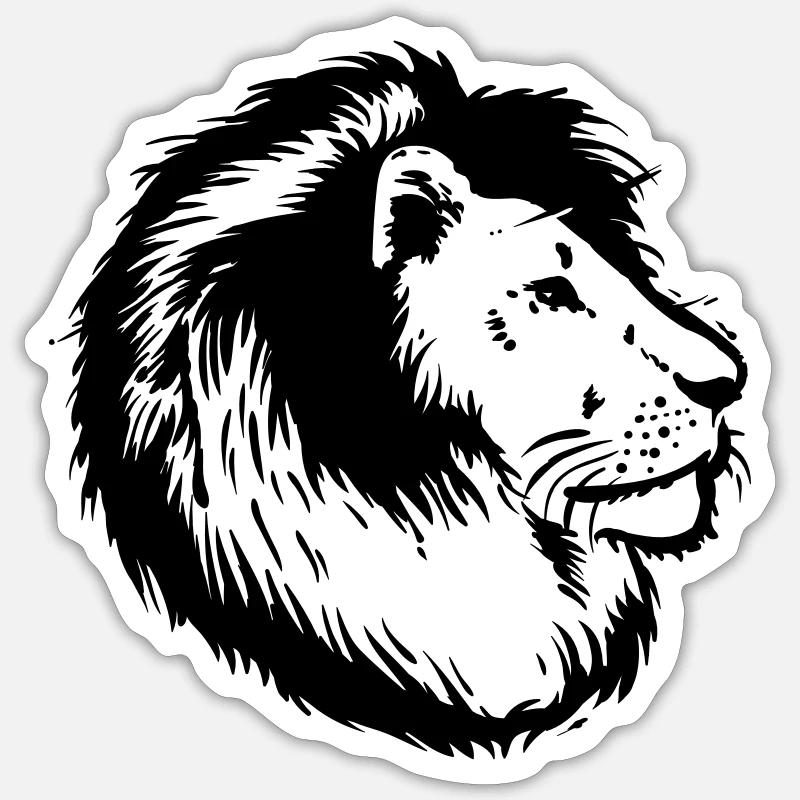 Lion - Sticker taille S (10 x 10 cm) - blanc mat