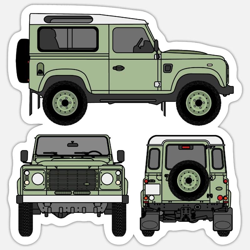 Defender 90 - Sides - Sticker size S (10 x 10 cm) - white matte