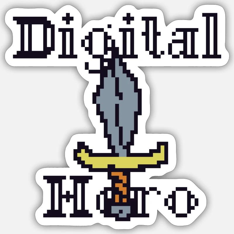Épée de pixel, héros numérique - Sticker taille S (10 x 10 cm) - blanc mat
