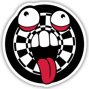 darts spielen verein pfeil zielscheibe verrueckt g - Sticker Größe S (10 x 10 cm) - Mattweiß - Vorne