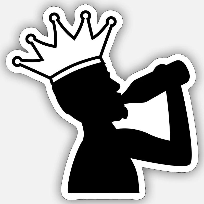 Beer King - Sticker taille S (10 x 10 cm) - blanc mat